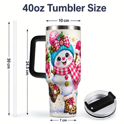 #pl[40oz|Black] Colorful Christmas Snowman Tumbler, 40oz Stainless Steel Tumbler for Drinks