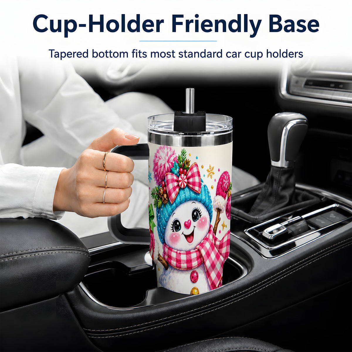 #pl[40oz|Black] Colorful Christmas Snowman Tumbler, 40oz Stainless Steel Tumbler for Drinks