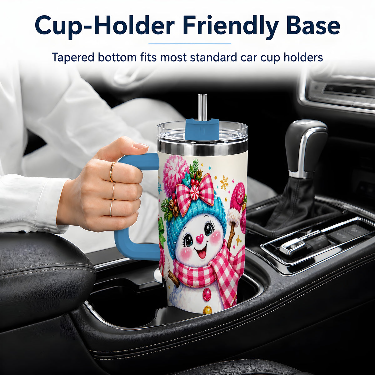 #pl[40oz|Blue] Colorful Christmas Snowman Tumbler, 40oz Stainless Steel Tumbler for Drinks