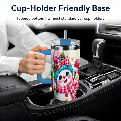 #pl[40oz|Blue] Colorful Christmas Snowman Tumbler, 40oz Stainless Steel Tumbler for Drinks