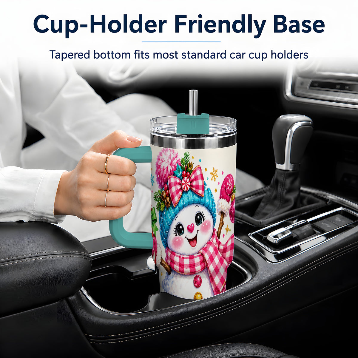 #pl[40oz|Green] Colorful Christmas Snowman Tumbler, 40oz Stainless Steel Tumbler for Drinks