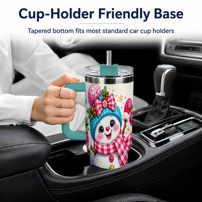 #pl[40oz|Green] Colorful Christmas Snowman Tumbler, 40oz Stainless Steel Tumbler for Drinks