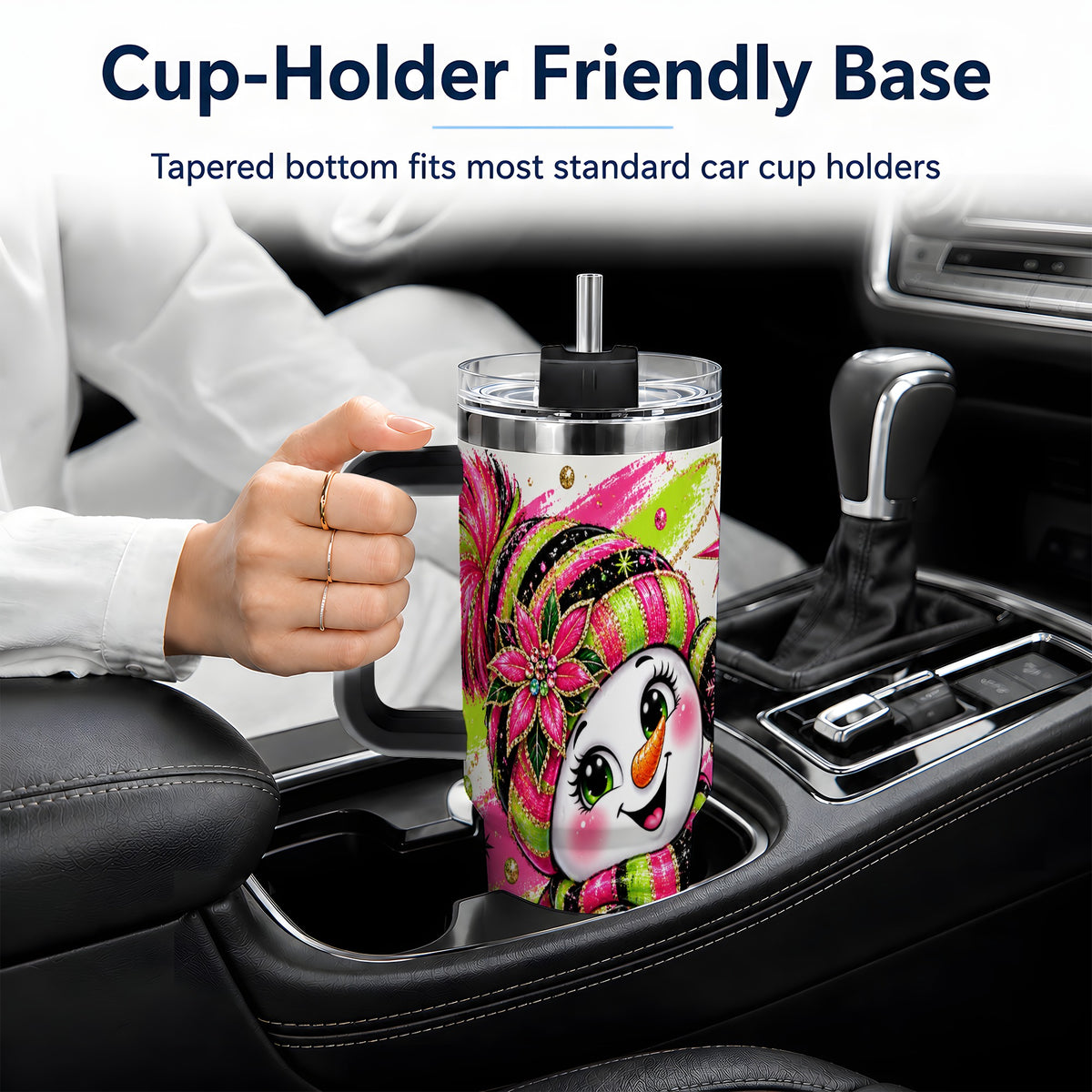 #pl[40oz|Black] Bold Neon Snowman Tumbler, 40oz Stainless Steel Tumbler for Daily Use