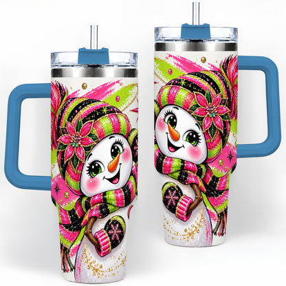 #pl[40oz|Blue] Bold Neon Snowman Tumbler, 40oz Stainless Steel Tumbler for Daily Use