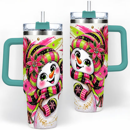 #pl[40oz|Green] Bold Neon Snowman Tumbler, 40oz Stainless Steel Tumbler for Daily Use