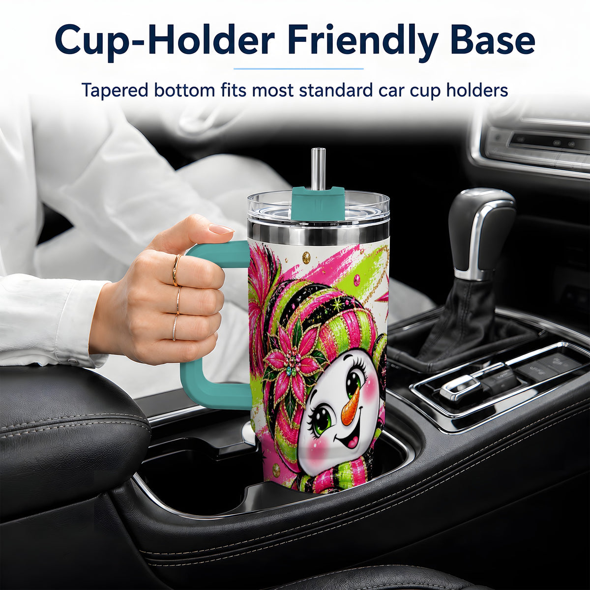 #pl[40oz|Green] Bold Neon Snowman Tumbler, 40oz Stainless Steel Tumbler for Daily Use