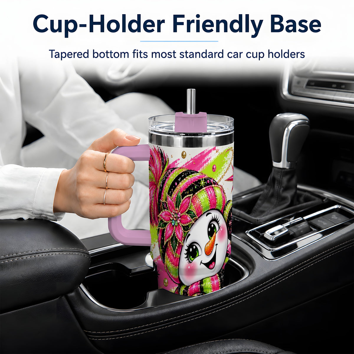#pl[40oz|Pink] Bold Neon Snowman Tumbler, 40oz Stainless Steel Tumbler for Daily Use