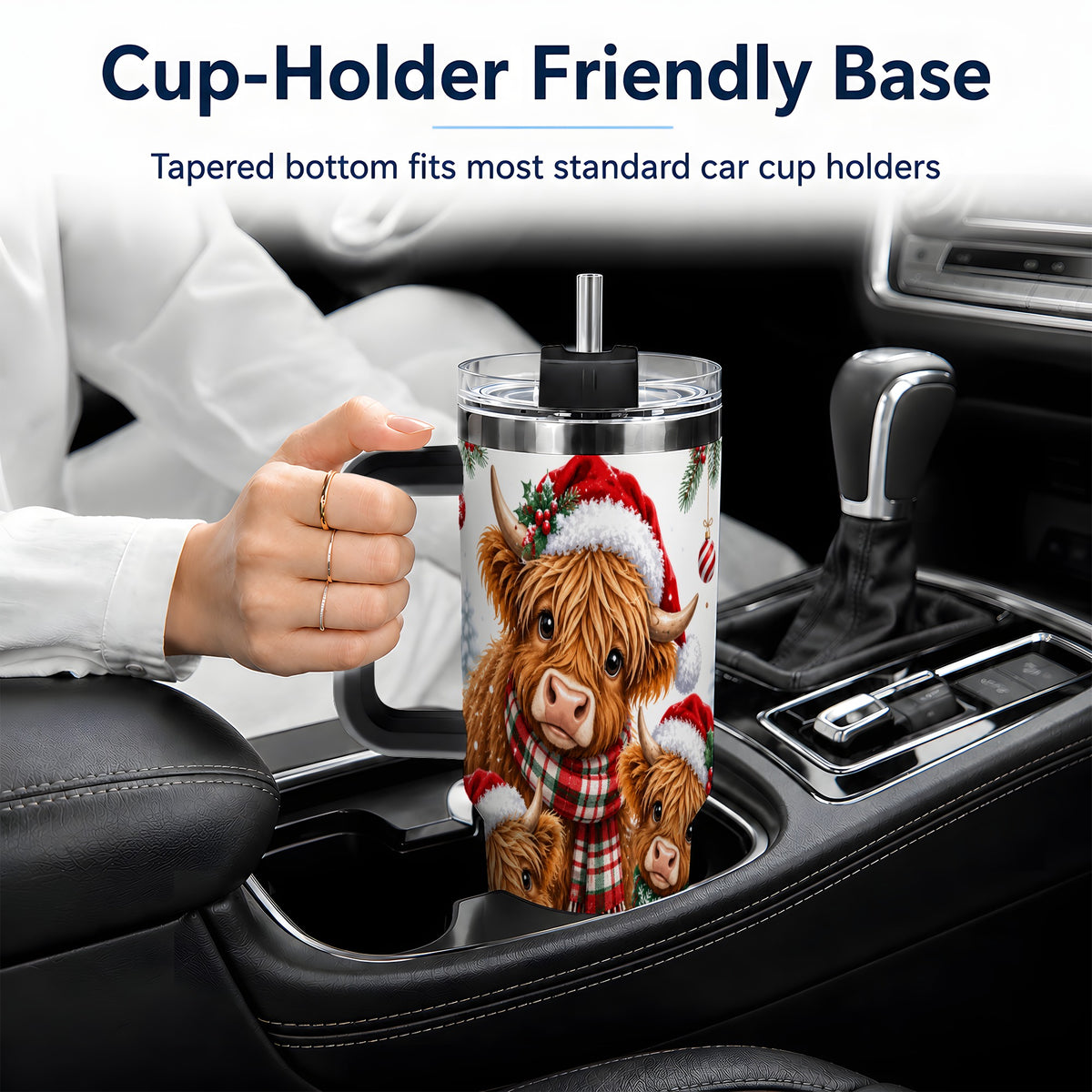 #pl[40oz|Black] Christmas Highland Cow Tumbler, 40oz Tumbler for Daily Drinks