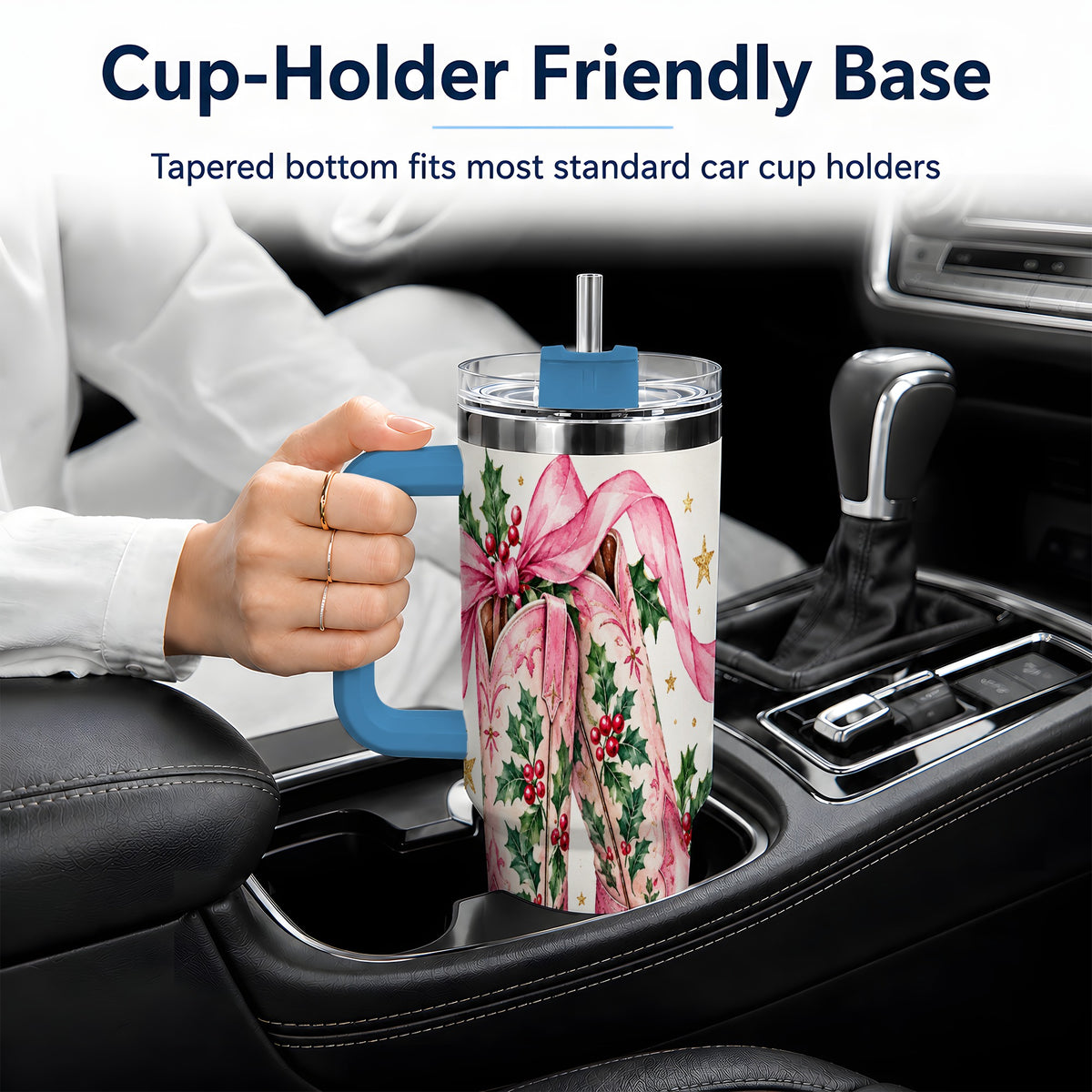 #pl[40oz|Blue] Pink Western Boots Tumbler, 40oz Tumbler for Daily Drinks