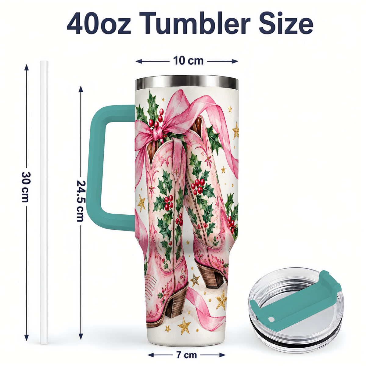 #pl[40oz|Green] Pink Western Boots Tumbler, 40oz Tumbler for Daily Drinks