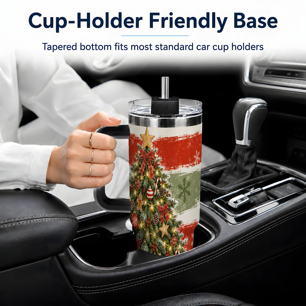 #pl[40oz|Black] Vintage Christmas Tree Tumbler, 40oz Tumbler for Daily Drinks