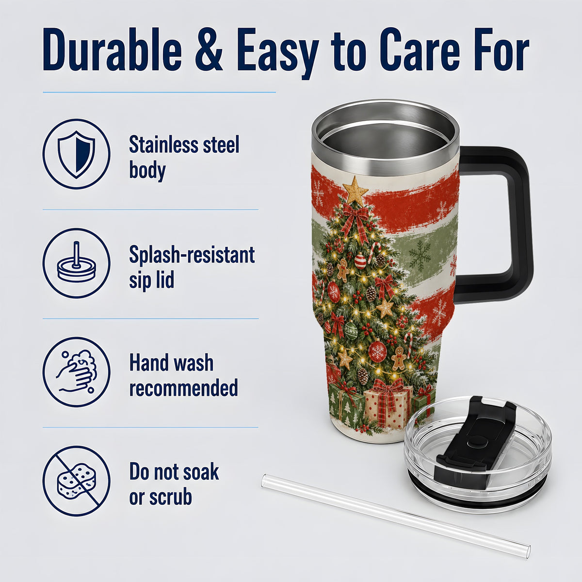 #pl[40oz|Black] Vintage Christmas Tree Tumbler, 40oz Tumbler for Daily Drinks
