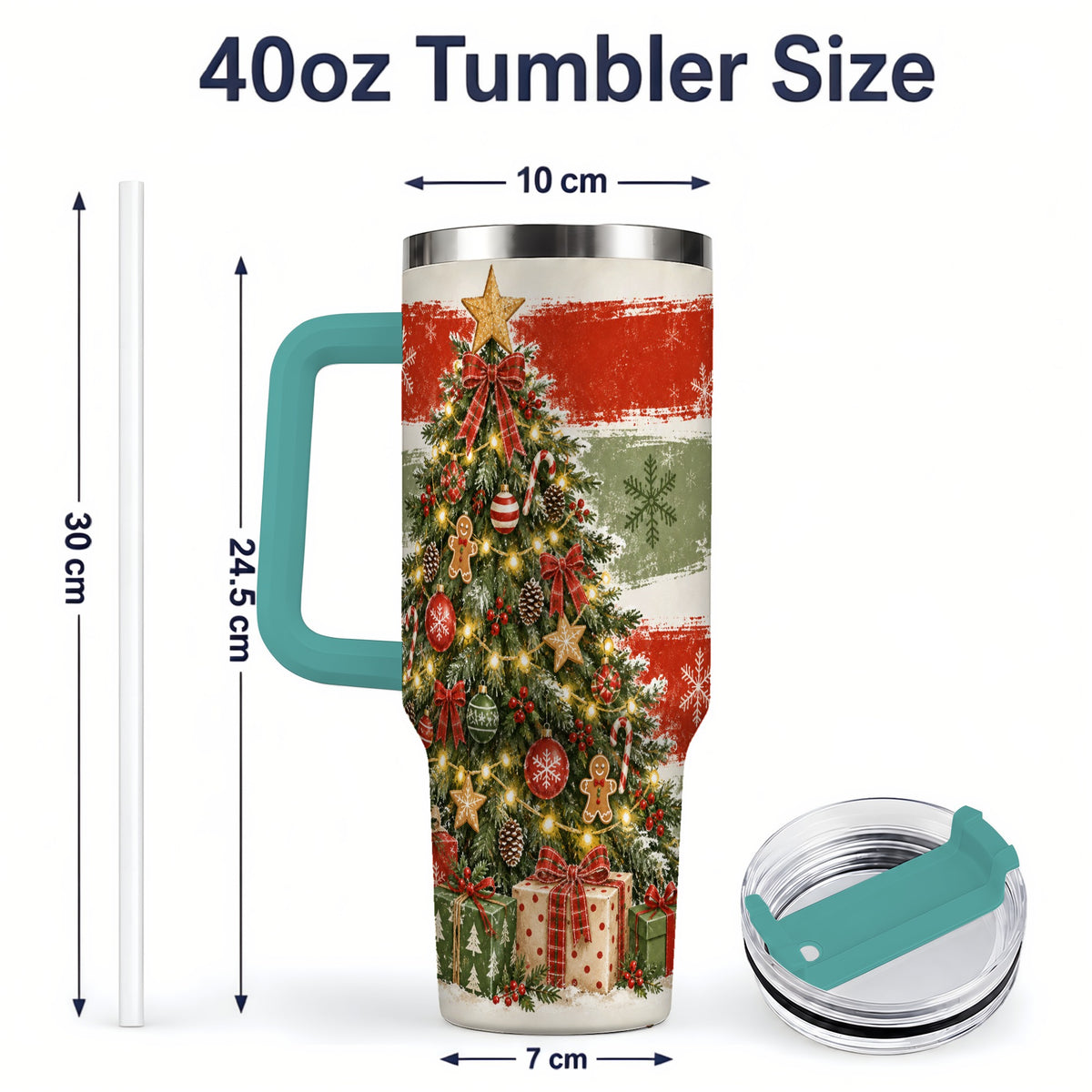 #pl[40oz|Green] Vintage Christmas Tree Tumbler, 40oz Tumbler for Daily Drinks