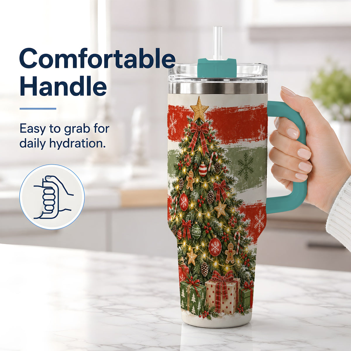 #pl[40oz|Green] Vintage Christmas Tree Tumbler, 40oz Tumbler for Daily Drinks