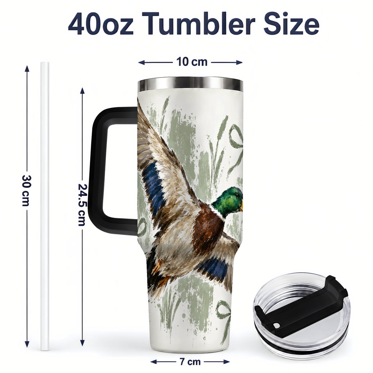 #pl[40oz|Black] Mallard Duck Tumbler, 40oz Tumbler for Water and Iced Drinks