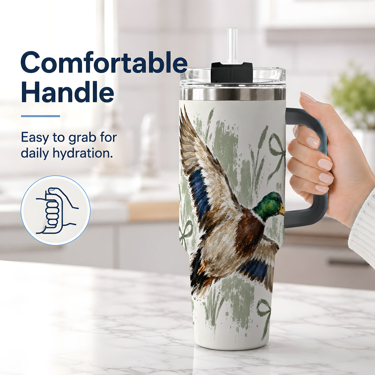 #pl[40oz|Black] Mallard Duck Tumbler, 40oz Tumbler for Water and Iced Drinks
