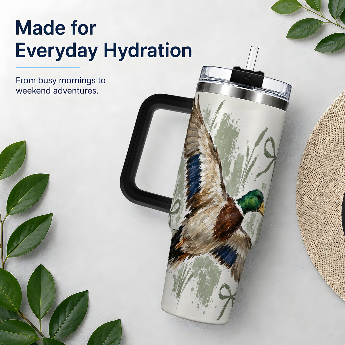 #pl[40oz|Black] Mallard Duck Tumbler, 40oz Tumbler for Water and Iced Drinks