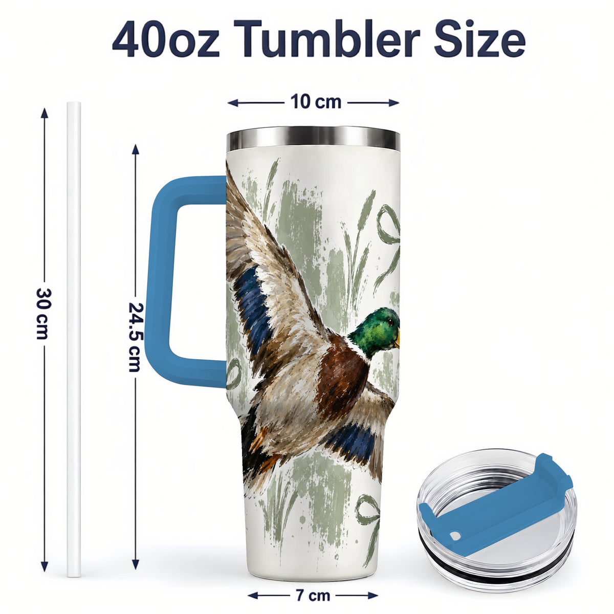 #pl[40oz|Blue] Mallard Duck Tumbler, 40oz Tumbler for Water and Iced Drinks
