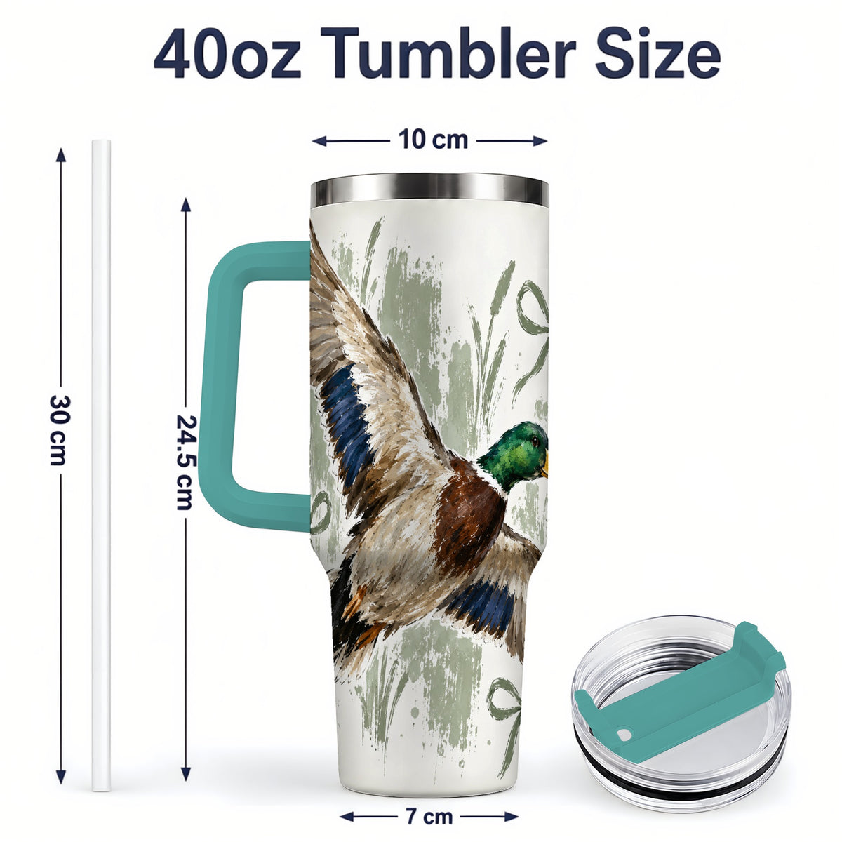#pl[40oz|Green] Mallard Duck Tumbler, 40oz Tumbler for Water and Iced Drinks