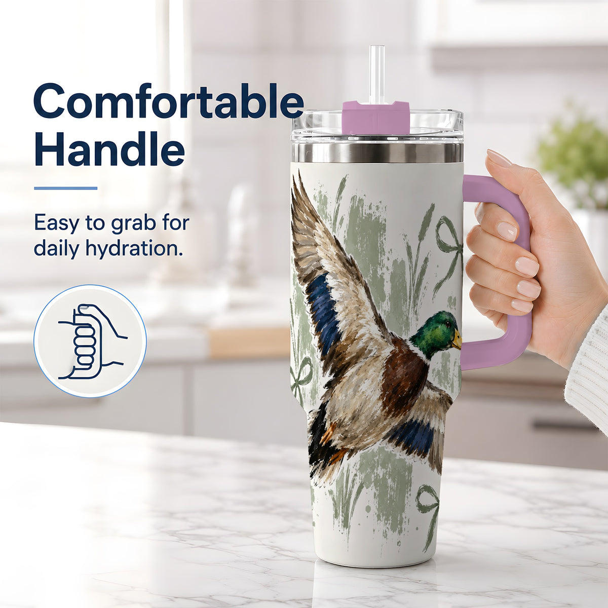 #pl[40oz|Pink] Mallard Duck Tumbler, 40oz Tumbler for Water and Iced Drinks