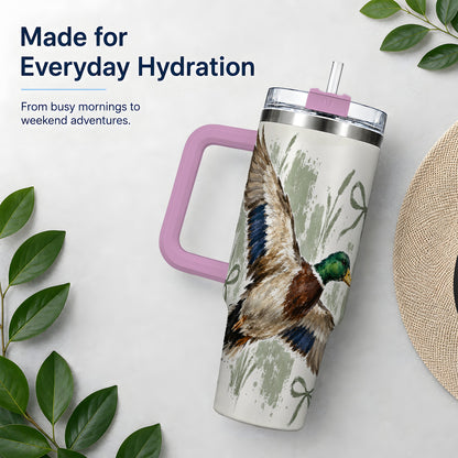 #pl[40oz|Pink] Mallard Duck Tumbler, 40oz Tumbler for Water and Iced Drinks