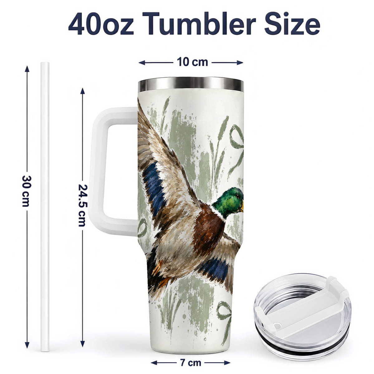 #pl[40oz|White] Mallard Duck Tumbler, 40oz Tumbler for Water and Iced Drinks