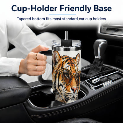 #pl[40oz|Black] Preppy Tiger 40oz Stainless Steel Tumbler, Jewelry Portrait Design