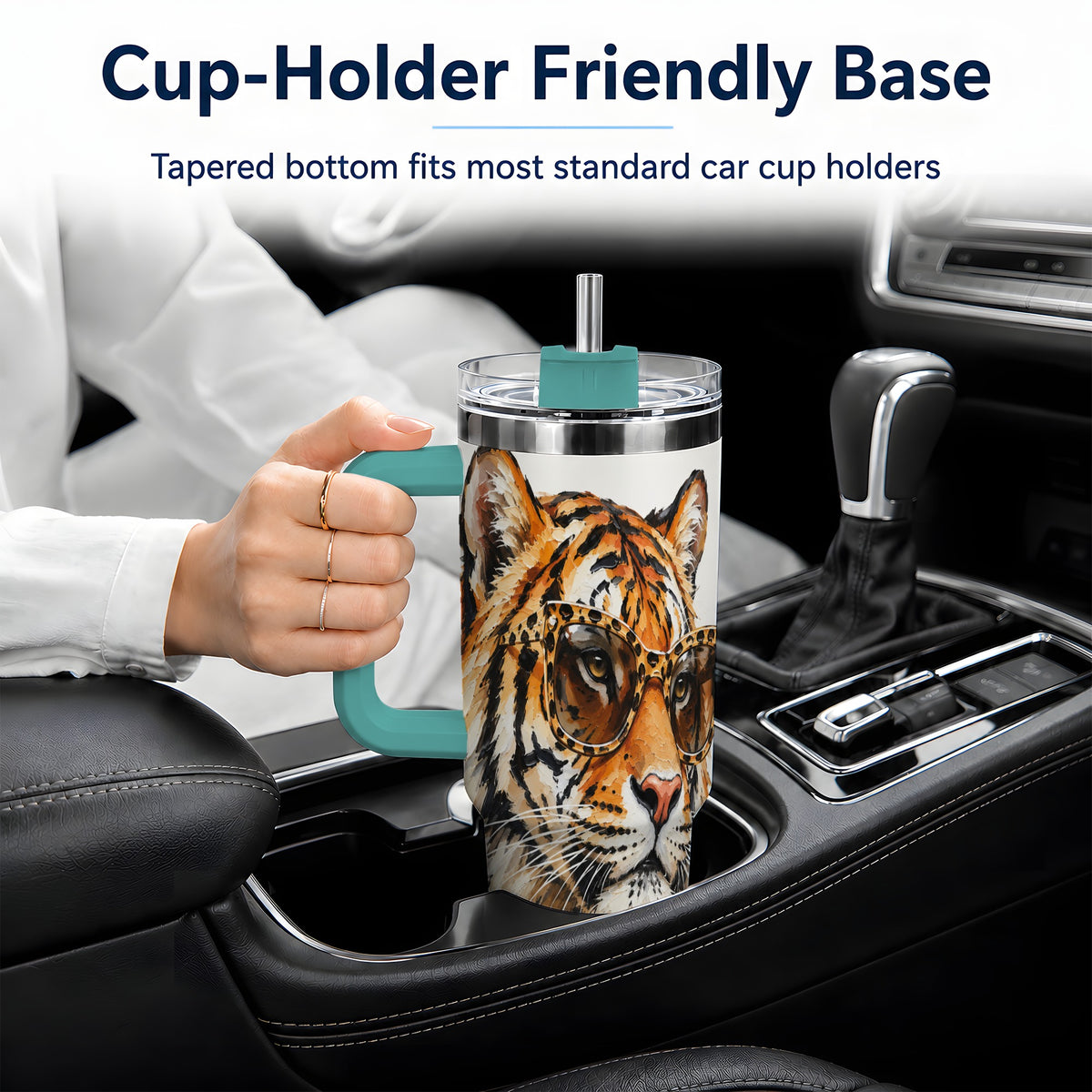 #pl[40oz|Green] Preppy Tiger 40oz Stainless Steel Tumbler, Jewelry Portrait Design