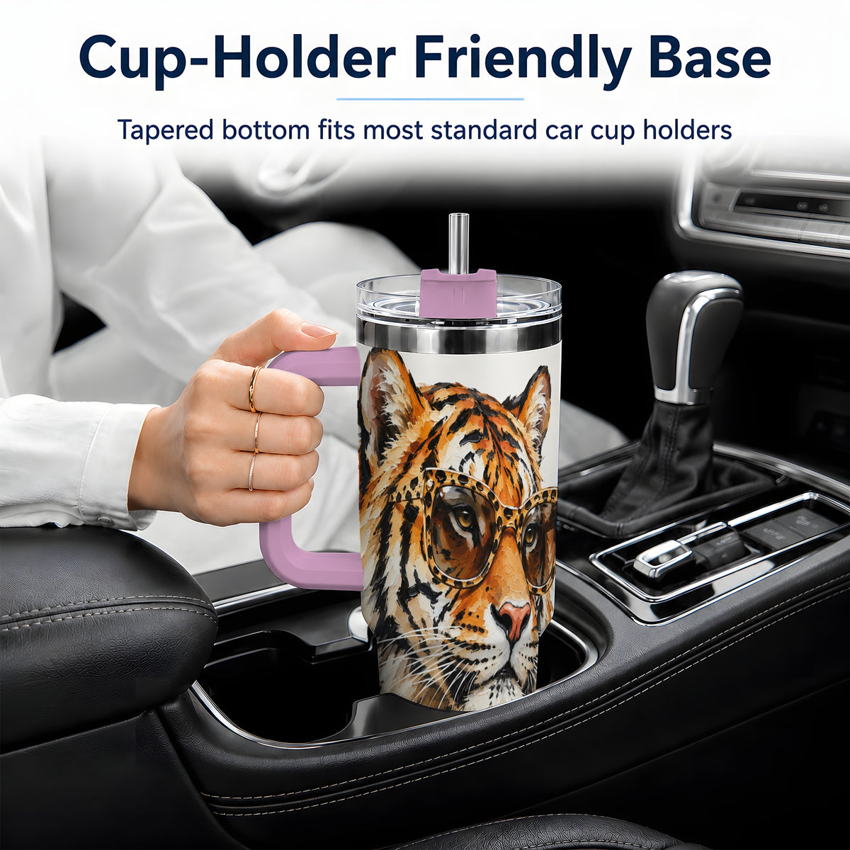 #pl[40oz|Pink] Preppy Tiger 40oz Stainless Steel Tumbler, Jewelry Portrait Design