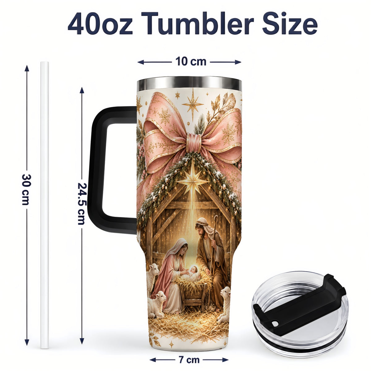 #pl[40oz|Black] Nativity Christmas 40oz Tumbler, Manger Scene Christian Artwork Drinkware