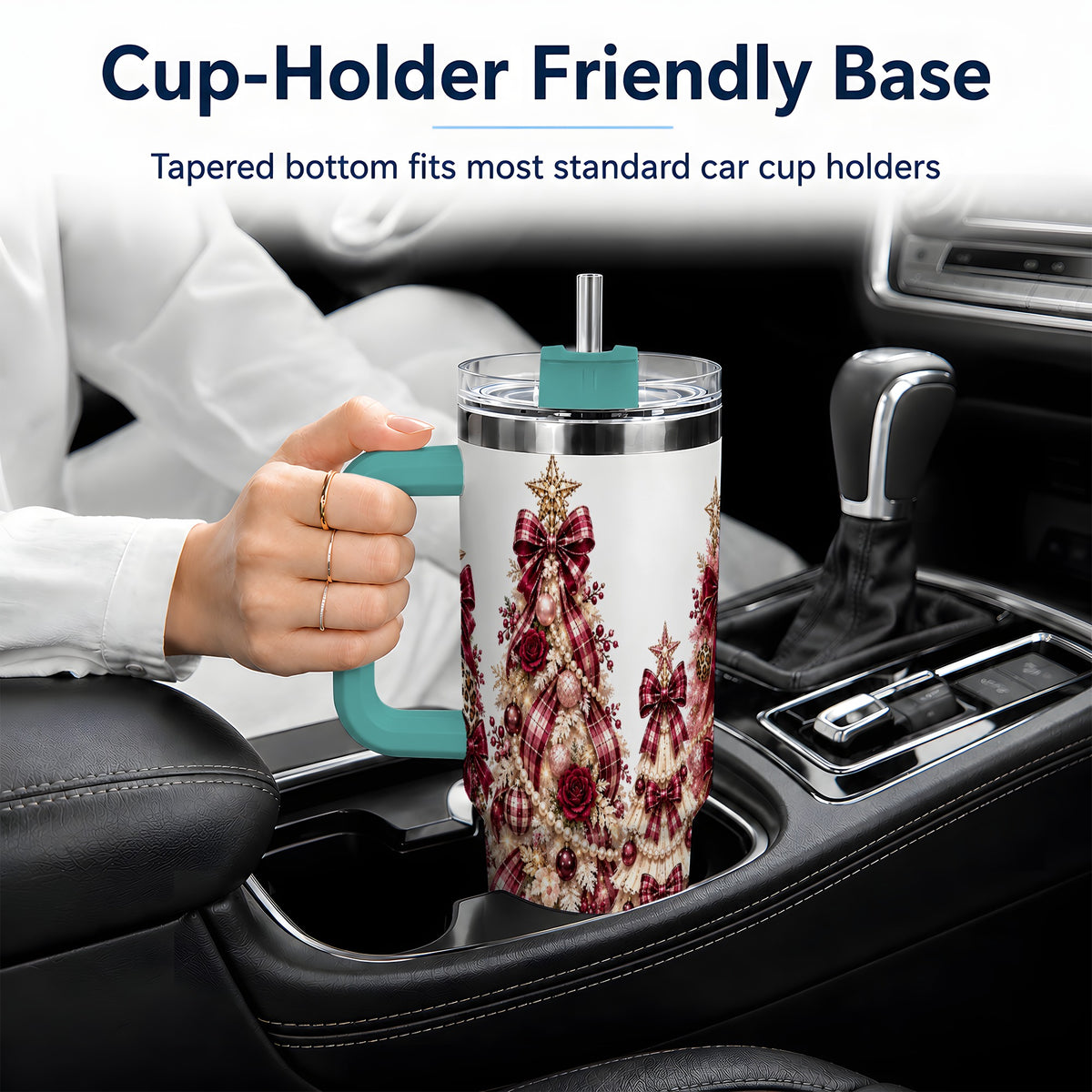 #pl[40oz|Green] Burgundy Plaid Christmas 40oz Tumbler, Decorated Tree Holiday Artwork