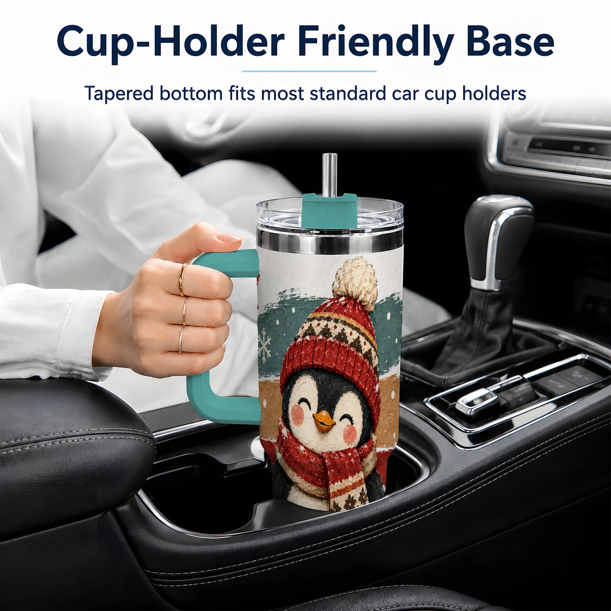 #pl[40oz|Green] Winter Penguin Christmas 40oz Tumbler, Cozy Scarf Large Drinkware