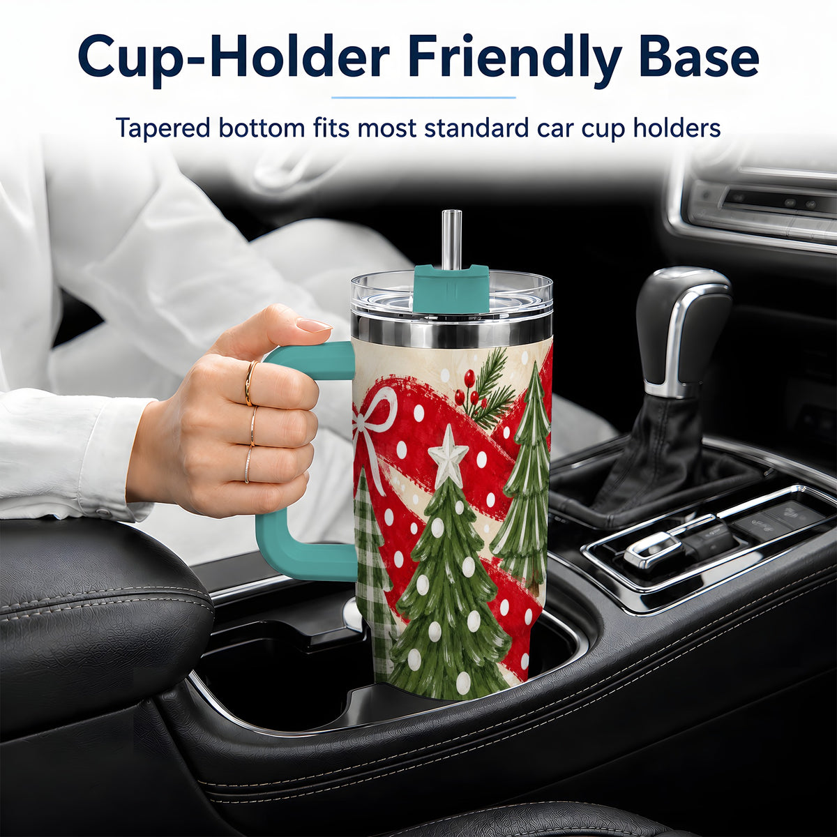 #pl[40oz|Green] Classic Christmas Trees 40oz Tumbler, Red Ribbon Large Drinkware