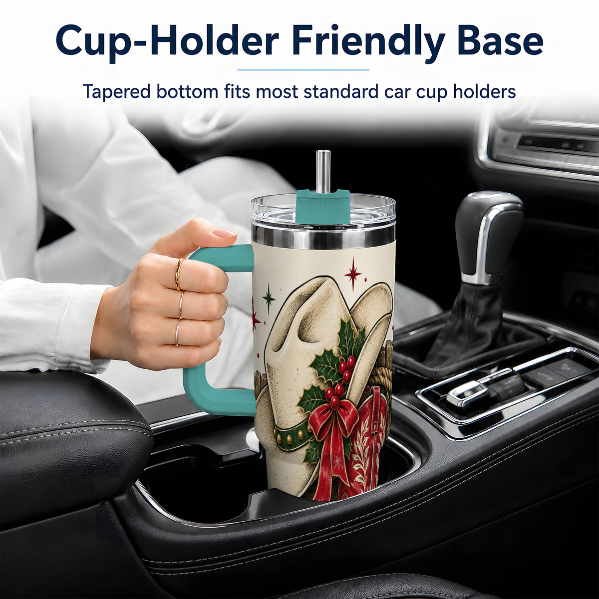 #pl[40oz|Green] Western Christmas 40oz Tumbler, Cowboy Boot Large Holiday Drinkware