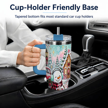 #pl[40oz|Blue] Christmas Snowman 40oz Tumbler, Red Truck Winter Holiday Drinkware