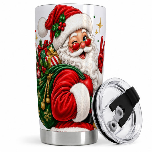Santa Claus Christmas Tumbler, 20oz Stainless Steel Tumbler
