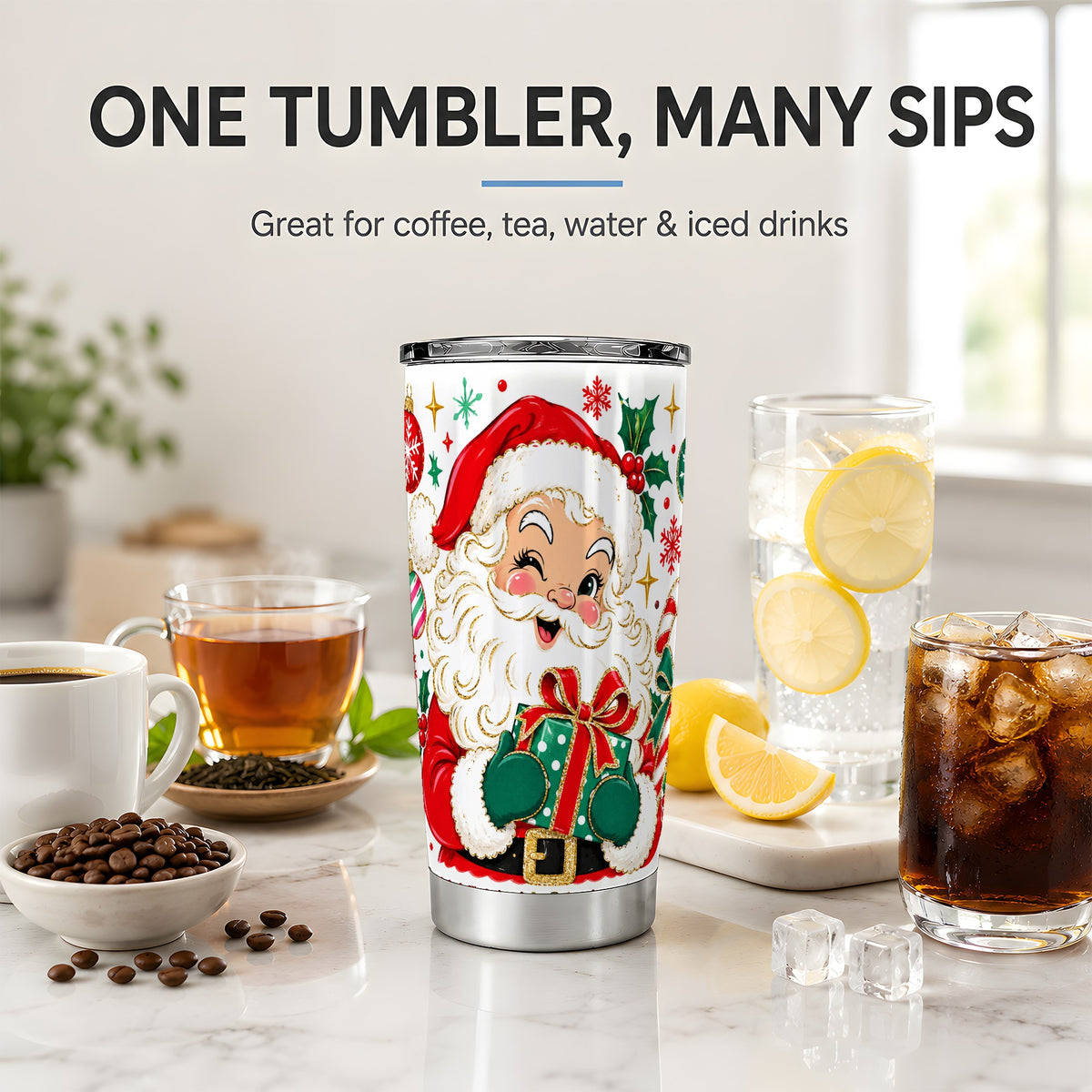 #pl[20oz|Steel] Santa Present Christmas Tumbler, 20oz Stainless Steel Tumbler