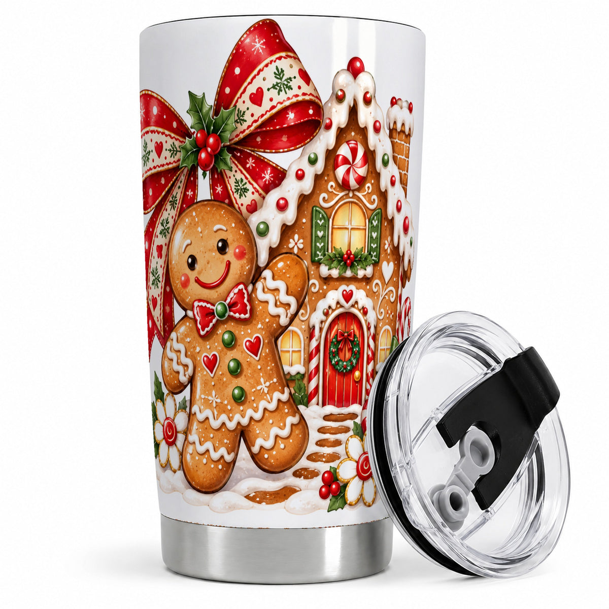 Gingerbread Christmas 20oz Tumbler, House Cookie Holiday Drinkware