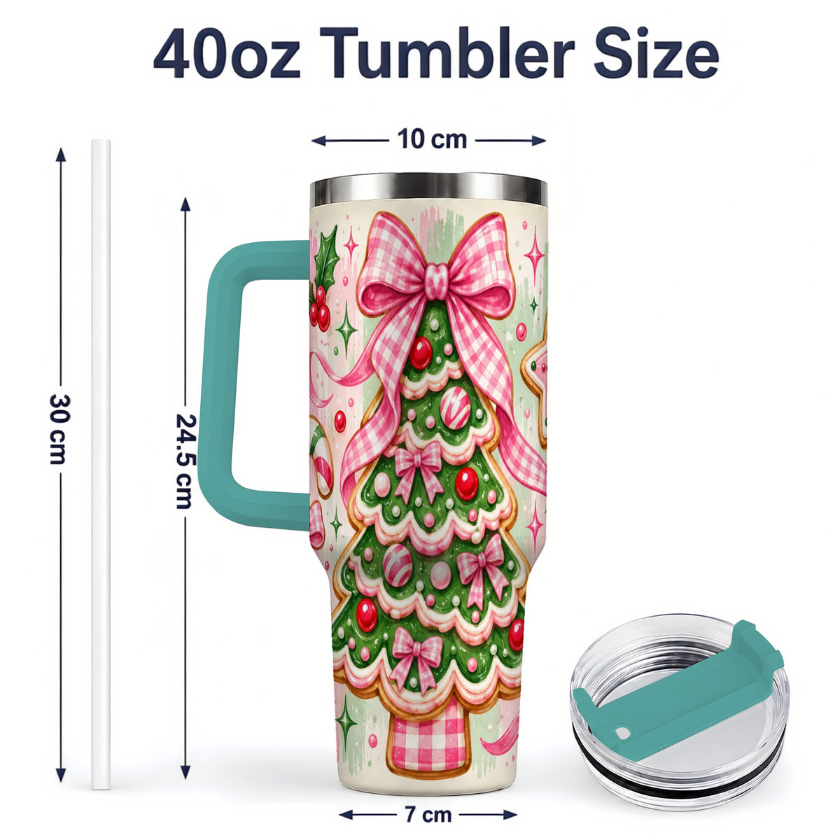 #pl[40oz|Green] Gingerbread Christmas Tree Tumbler, 40oz Stainless Steel Tumbler