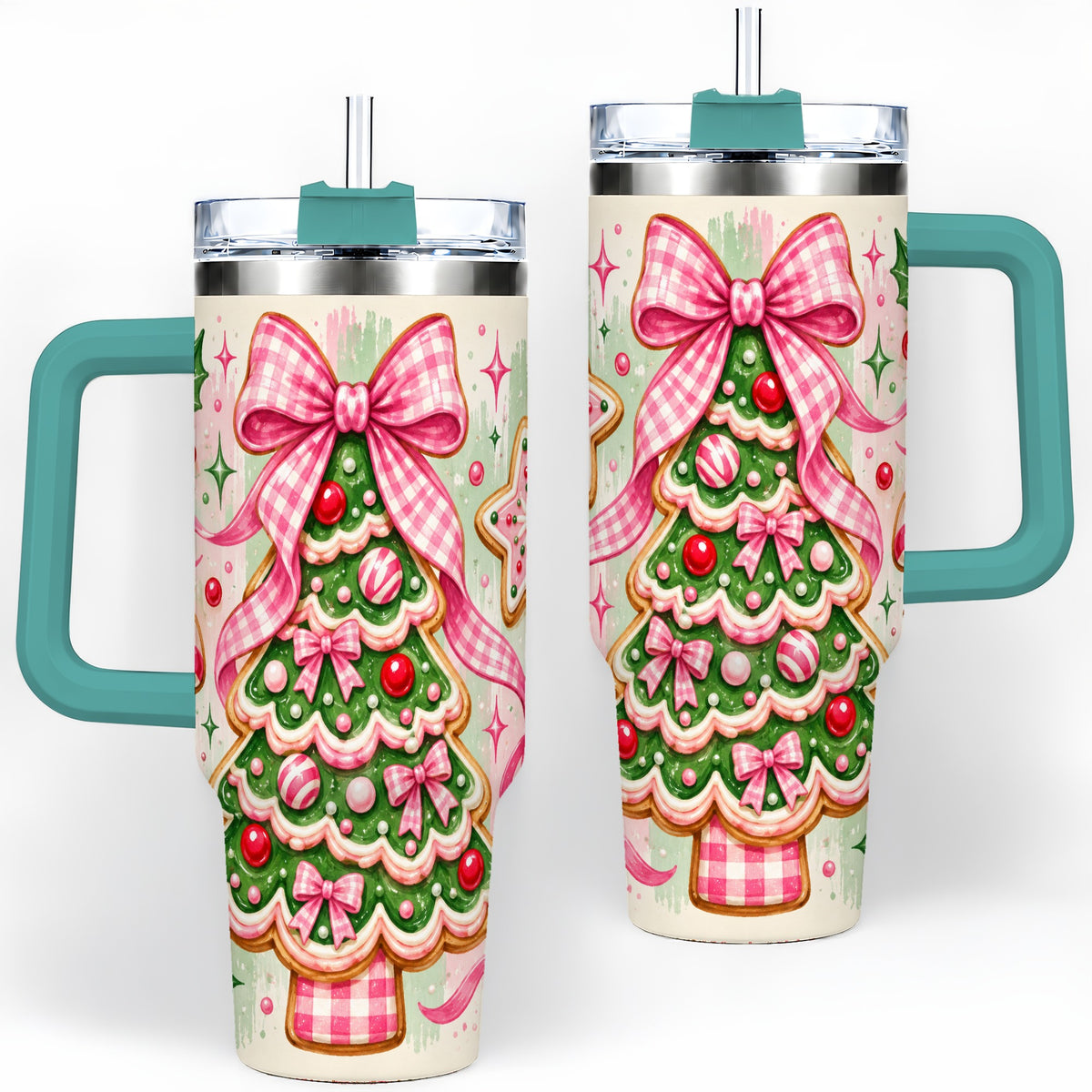 #pl[40oz|Green] Gingerbread Christmas Tree Tumbler, 40oz Stainless Steel Tumbler