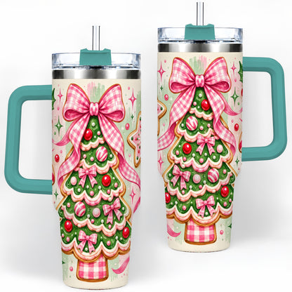 #pl[40oz|Green] Gingerbread Christmas Tree Tumbler, 40oz Stainless Steel Tumbler