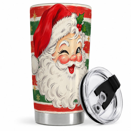 Vintage Santa Face 20oz Tumbler, Retro Christmas Holiday Artwork