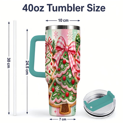 #pl[40oz|Green] Christmas Tree Cookie Trio Tumbler, 40oz Stainless Steel Tumbler