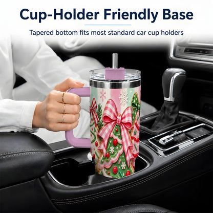 #pl[40oz|Pink] Christmas Tree Cookie Trio Tumbler, 40oz Stainless Steel Tumbler