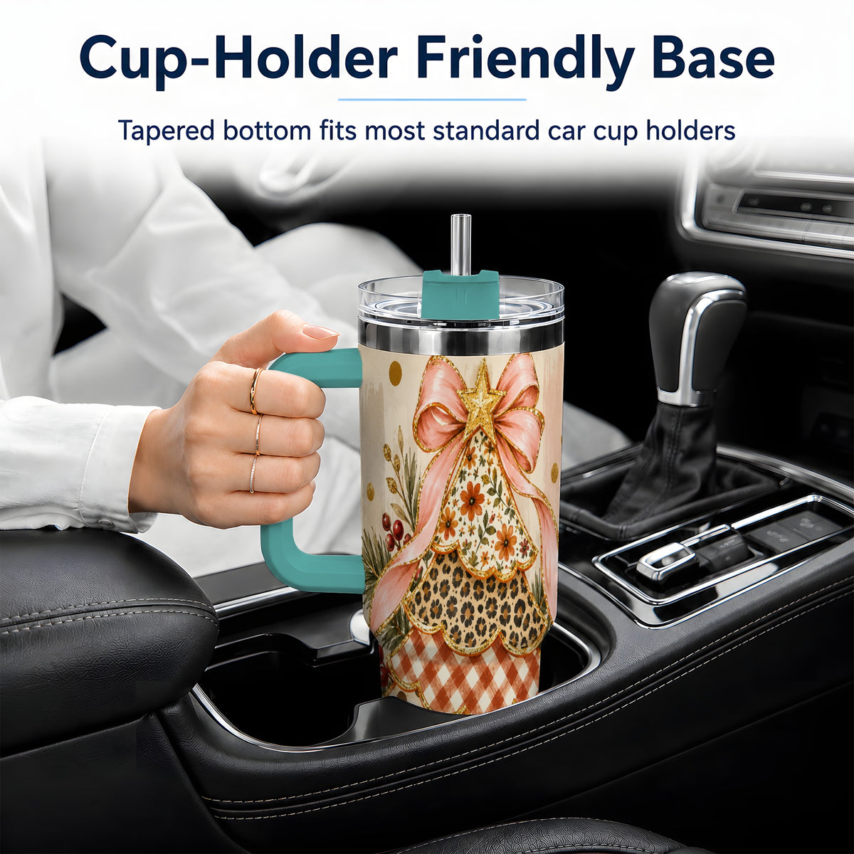 #pl[40oz|Green] Patterned Christmas Tree Tumbler, 40oz Stainless Steel Tumbler
