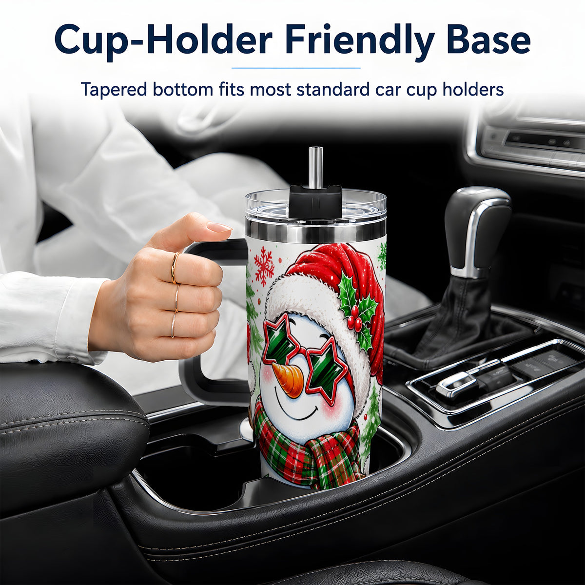 #pl[40oz|Black] Festive Snowman Christmas Tumbler, 40oz Stainless Steel Tumbler