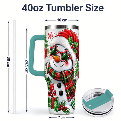 #pl[40oz|Green] Festive Snowman Christmas Tumbler, 40oz Stainless Steel Tumbler