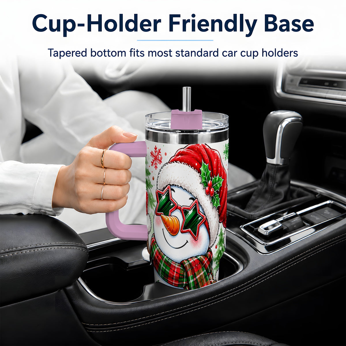 #pl[40oz|Pink] Festive Snowman Christmas Tumbler, 40oz Stainless Steel Tumbler