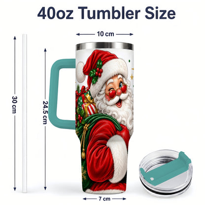 #pl[40oz|Green] Santa Claus Christmas Tumbler, 40oz Stainless Steel Tumbler