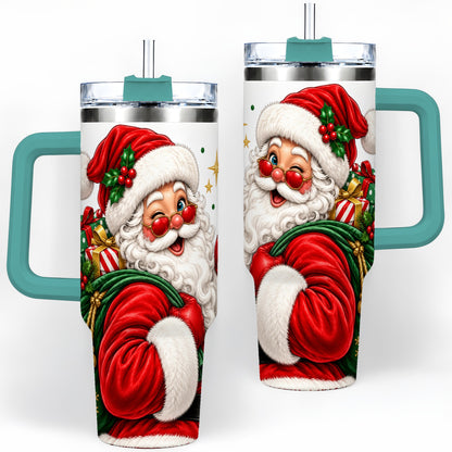 #pl[40oz|Green] Santa Claus Christmas Tumbler, 40oz Stainless Steel Tumbler